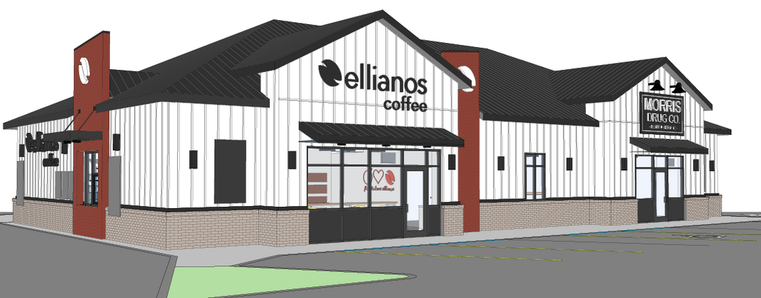 Model of new Ellianos Coffee location coming soon in Pearson, Georgia