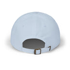 Ellianos baseball cap in blue with embroidered logo, side profile view
