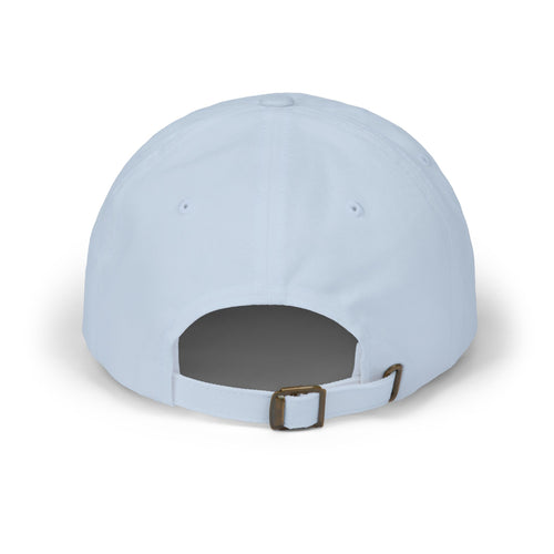Ellianos baseball cap in blue with embroidered logo, side profile view