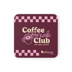 Coffee Break Club coaster in pink showing top design