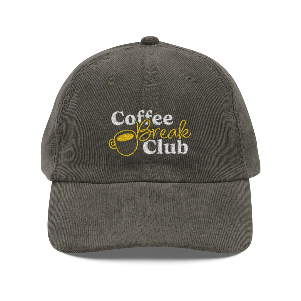 Ellianos corduroy cap in olive with embroidered logo, front view