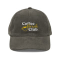 Ellianos corduroy cap in olive with embroidered logo, front view