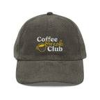Ellianos corduroy cap in olive with embroidered logo, front view