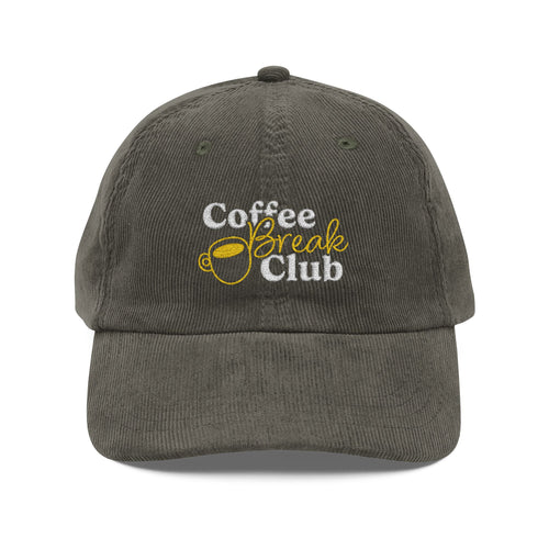 Ellianos corduroy cap in olive with embroidered logo, front view