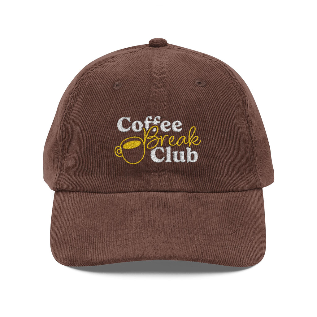 Ellianos corduroy cap in brown with embroidered logo, front view