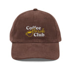 Ellianos corduroy cap in brown with embroidered logo, front view