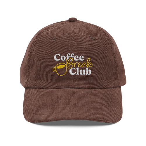 Ellianos corduroy cap in brown with embroidered logo, front view