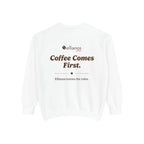 Ellianos Coffee Comes First Crewneck crewneck sweatshirt, side view