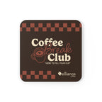 Coffee Break Club coaster in brown showing top design