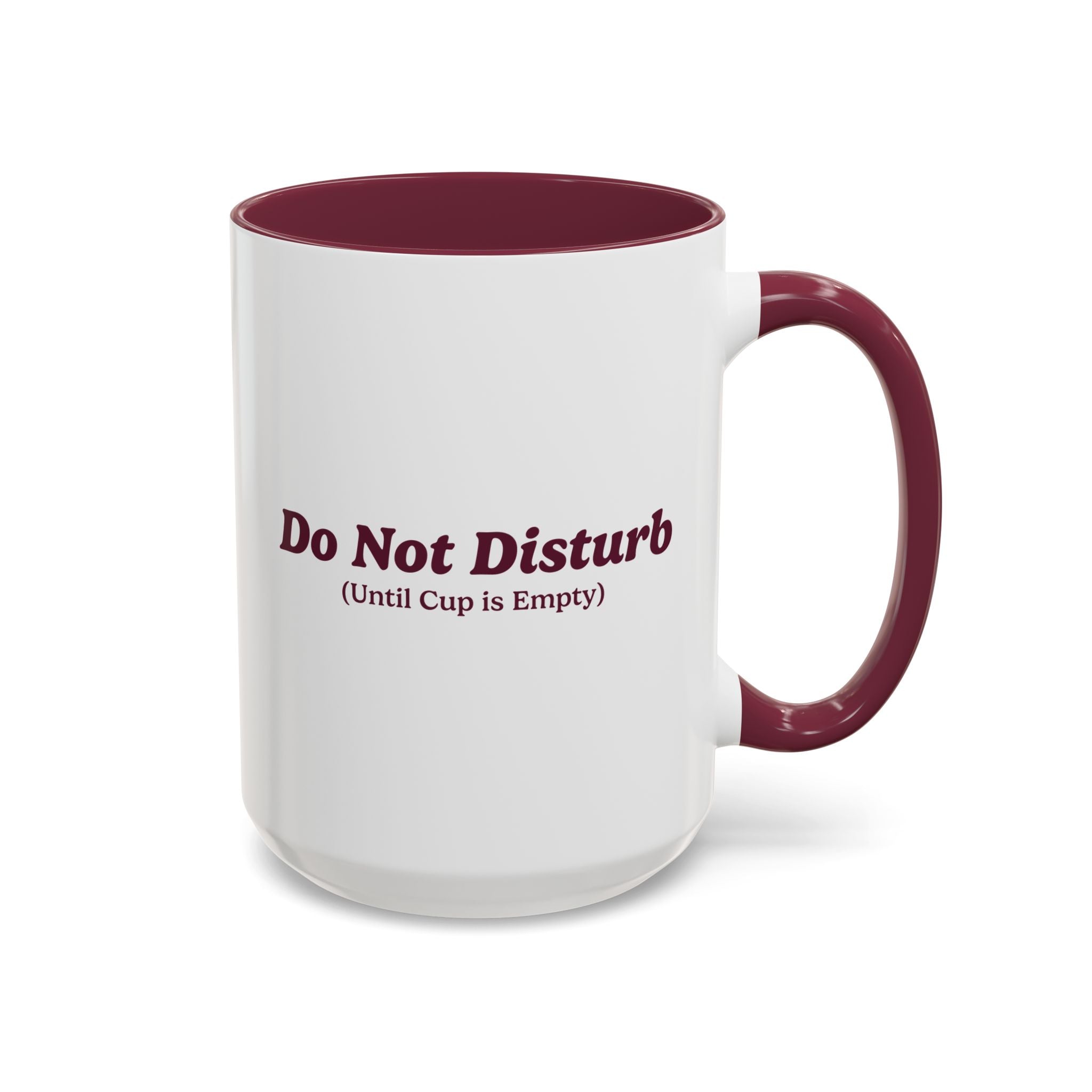Ellianos Do Not Disturb Mug burgundy ceramic mug showing back of design