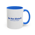 Ellianos Do Not Disturb Mug blue ceramic mug with printed design, front view