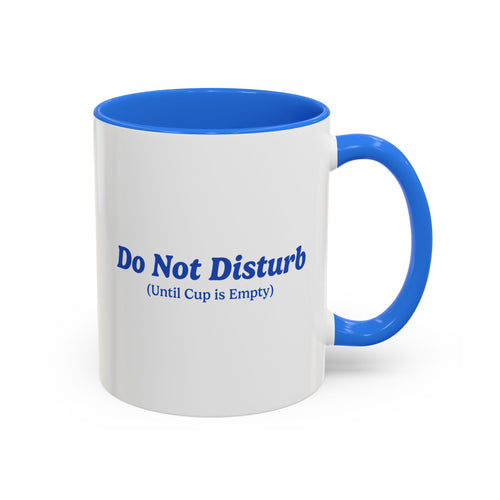 Ellianos Do Not Disturb Mug blue ceramic mug with printed design, front view