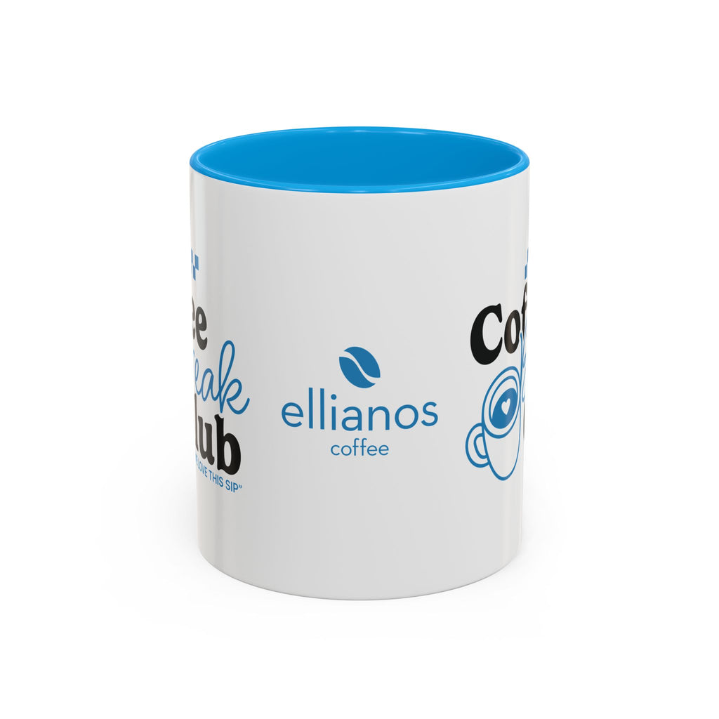 Ellianos Coffee Break Colored Mug blue ceramic mug showing handle side