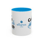 Ellianos Coffee Break Colored Mug blue ceramic mug showing handle side