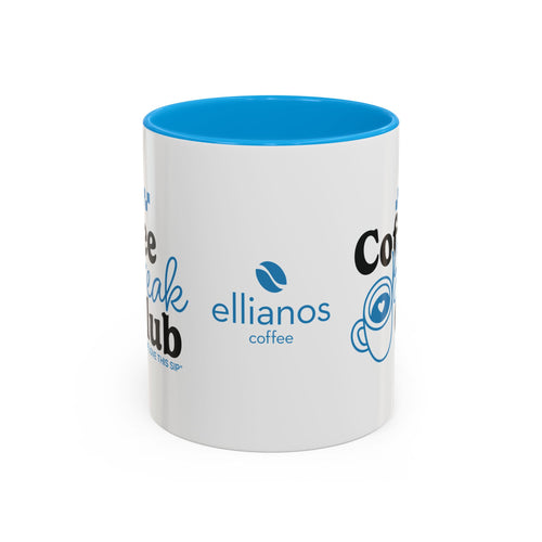 Ellianos Coffee Break Colored Mug blue ceramic mug showing handle side