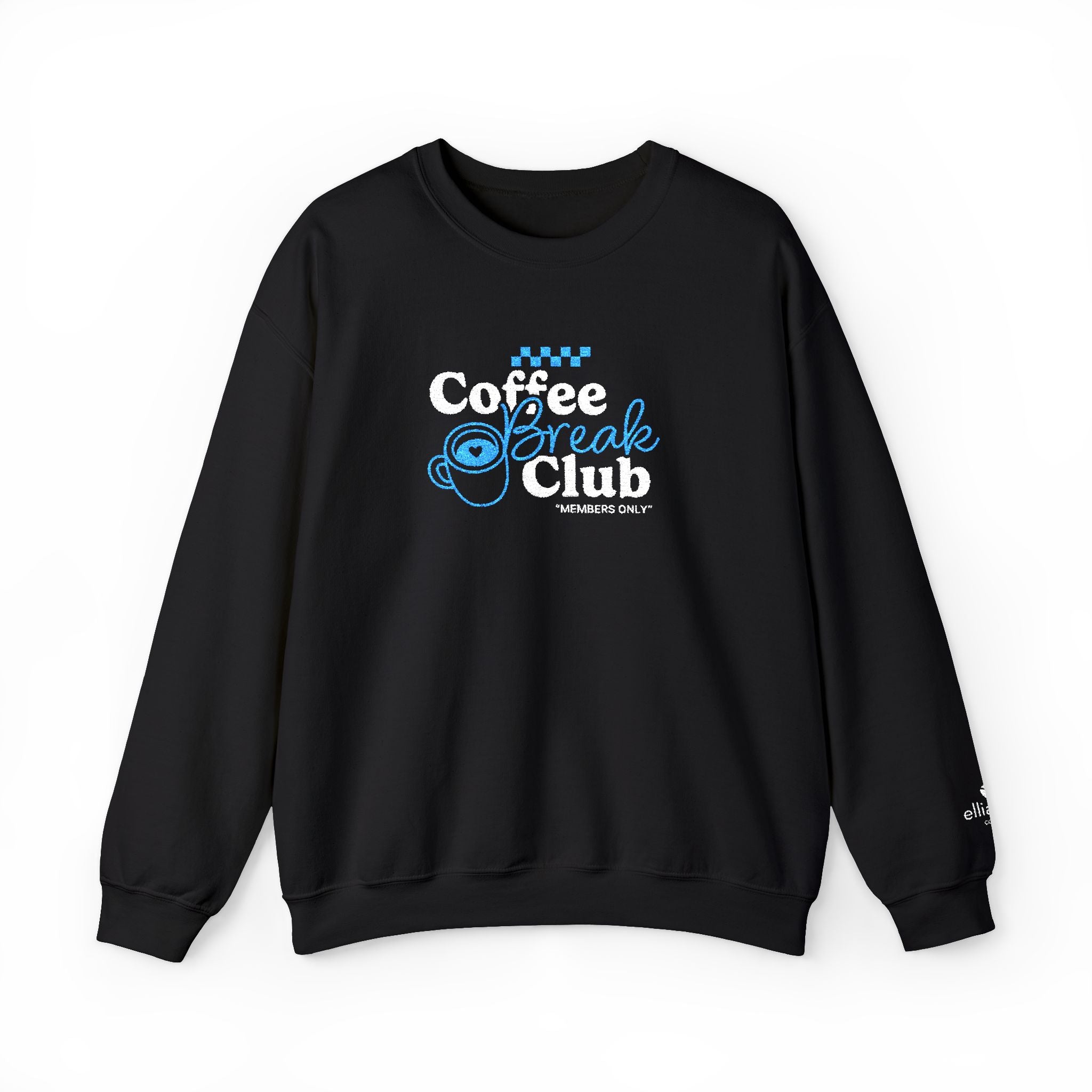 Coffee Break Club Embroidered Crewneck - Black