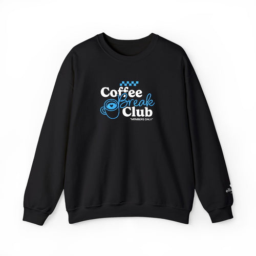 Ellianos Coffee Break Club Embroidered Crewneck crewneck sweatshirt in black, back design view