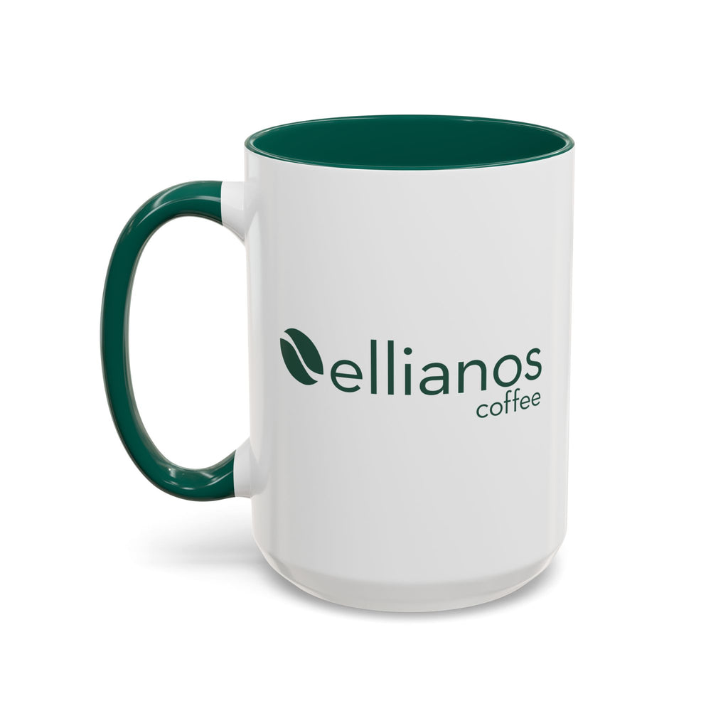 Ellianos Do Not Disturb Mug green ceramic mug, angled view with handle visible