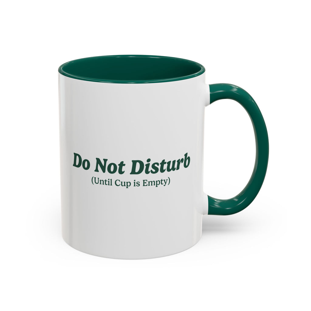 Ellianos Do Not Disturb Mug green ceramic mug with printed design, front view