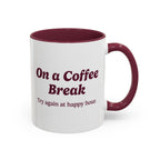 Ellianos On a Coffee Break Mug burgundy ceramic mug with printed design, front view