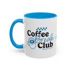 Ellianos Coffee Break Colored Mug blue ceramic mug with printed design, front view