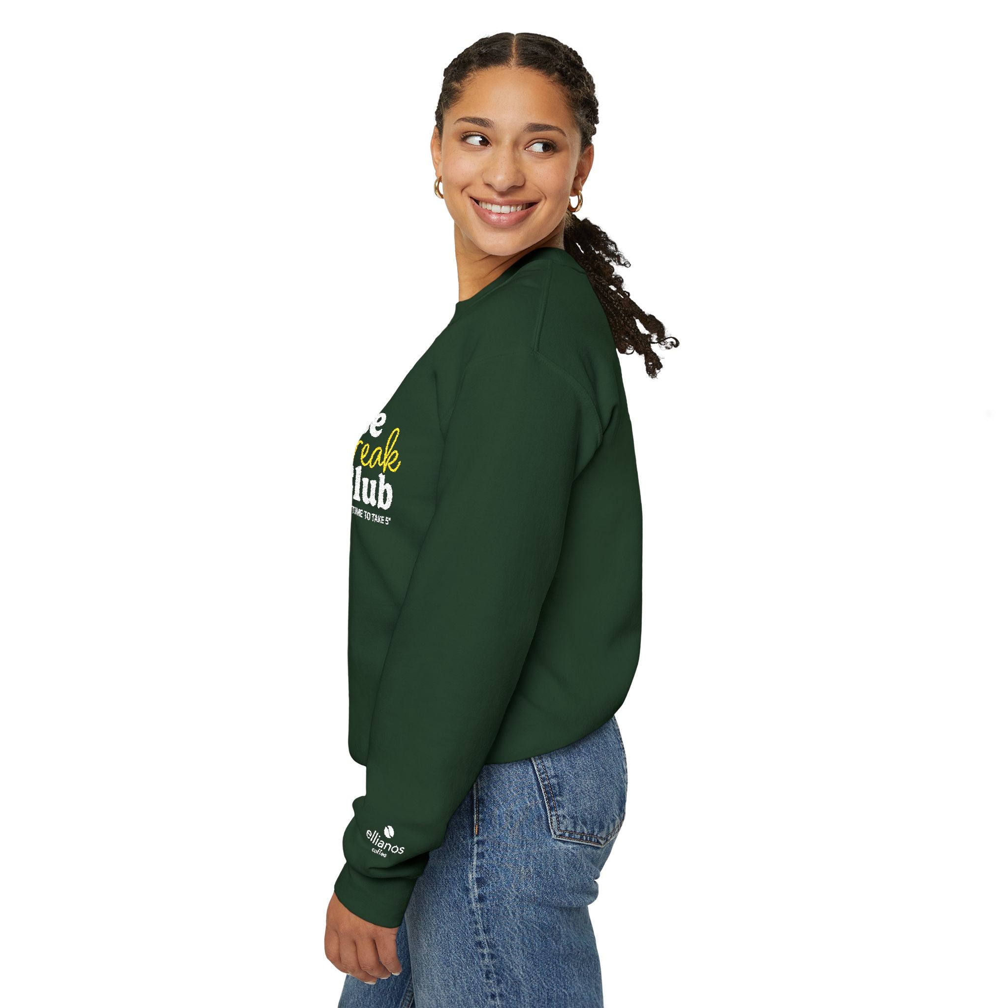 Coffee Break Club Embroidered Crewneck - Green