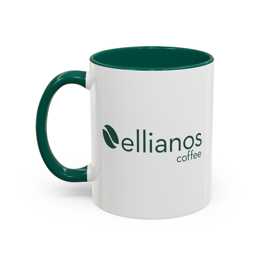 Ellianos It's Too Early For This Mug green ceramic mug showing handle side
