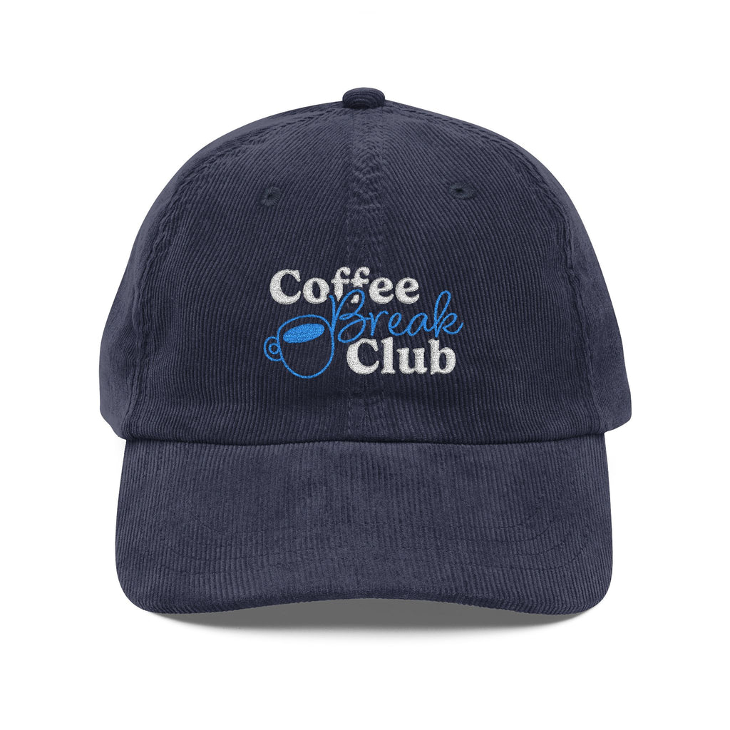 Ellianos corduroy cap in blue with embroidered logo, front view