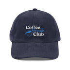 Ellianos corduroy cap in blue with embroidered logo, front view
