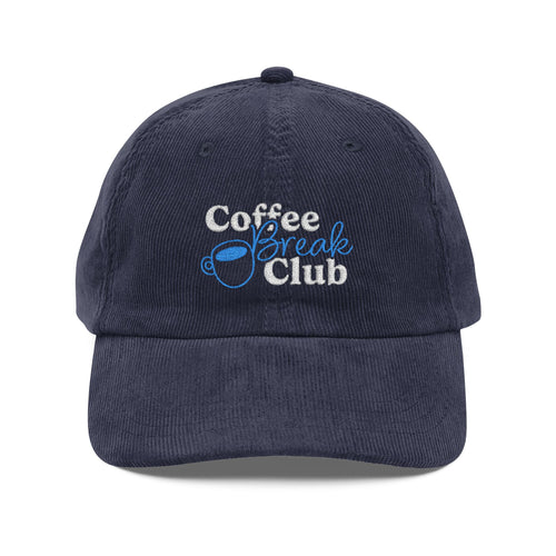 Ellianos corduroy cap in blue with embroidered logo, front view