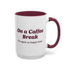 Ellianos On a Coffee Break Mug burgundy ceramic mug showing back of design