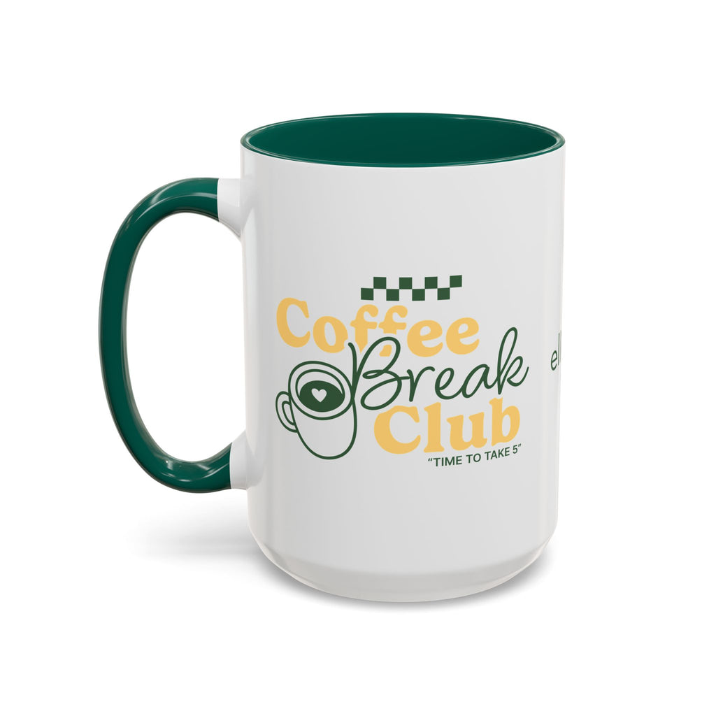 Ellianos Coffee Break Colored Mug green ceramic mug, angled view with handle visible