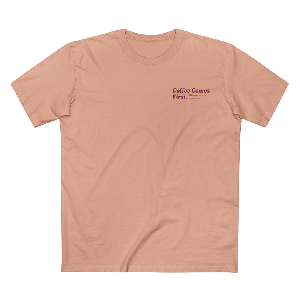 Ellianos Coffee Comes First T-Shirt t-shirt, three-quarter view