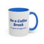 Ellianos On a Coffee Break Mug blue ceramic mug with printed design, front view