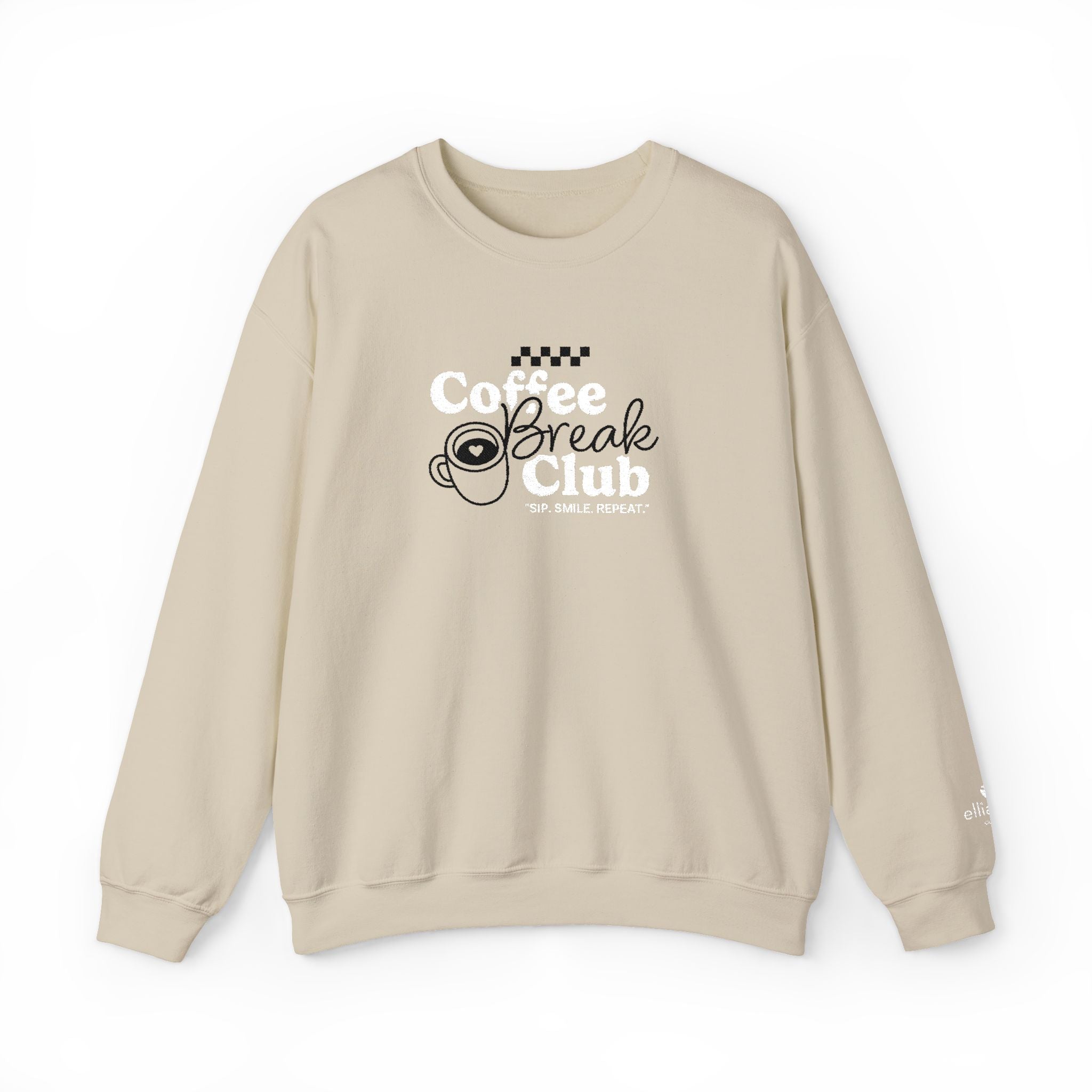 Coffee Break Club Embroidered Crewneck - Sand