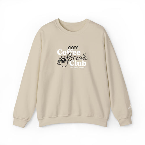Ellianos Coffee Break Club Embroidered Crewneck crewneck sweatshirt in sand, back design view