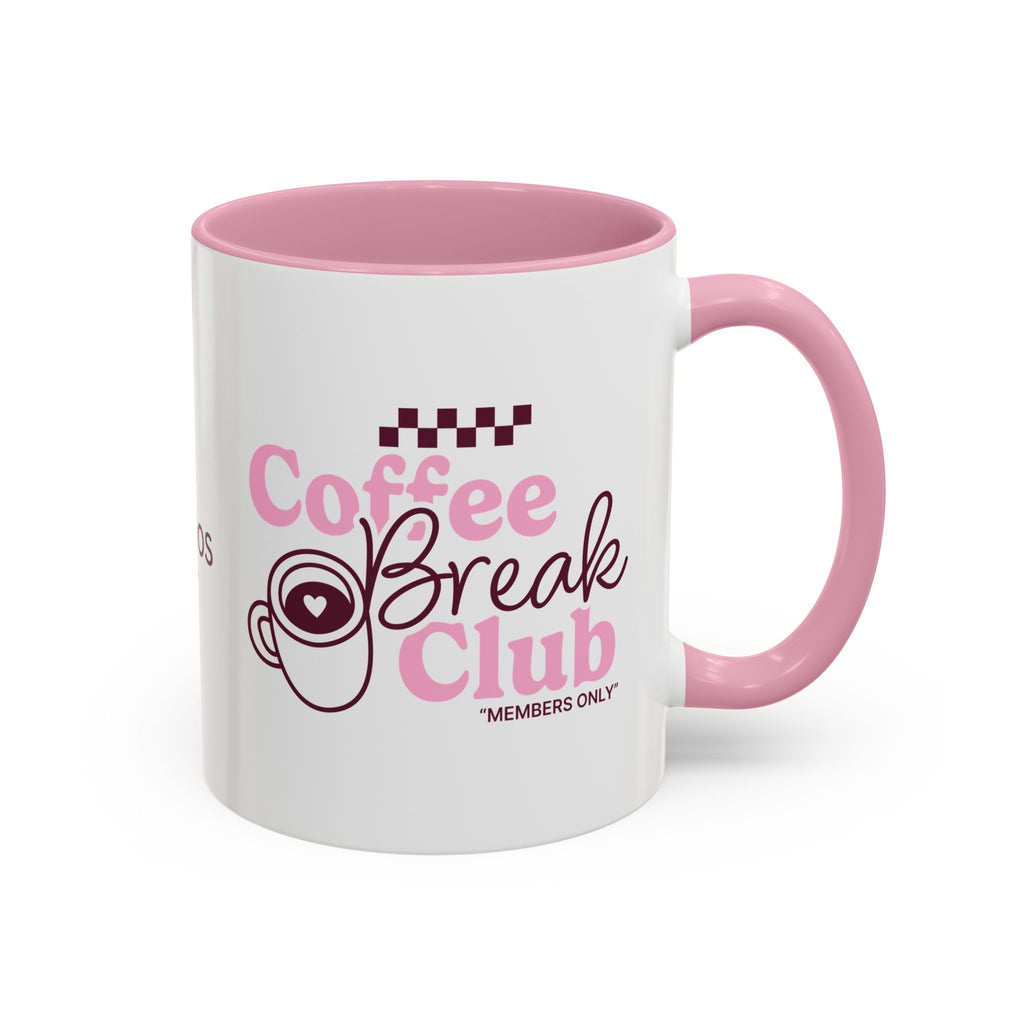 Ellianos Coffee Break Colored Mug pink ceramic mug showing back of design