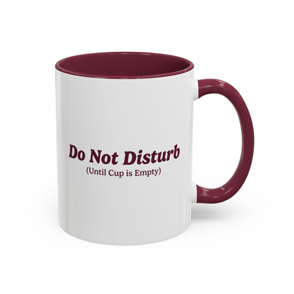 Ellianos Do Not Disturb Mug burgundy ceramic mug with printed design, front view