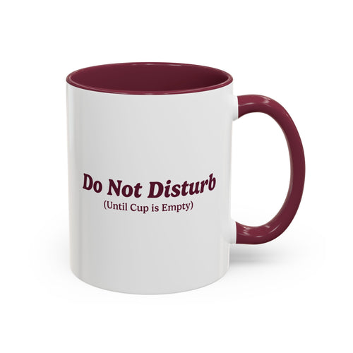 Ellianos Do Not Disturb Mug burgundy ceramic mug with printed design, front view