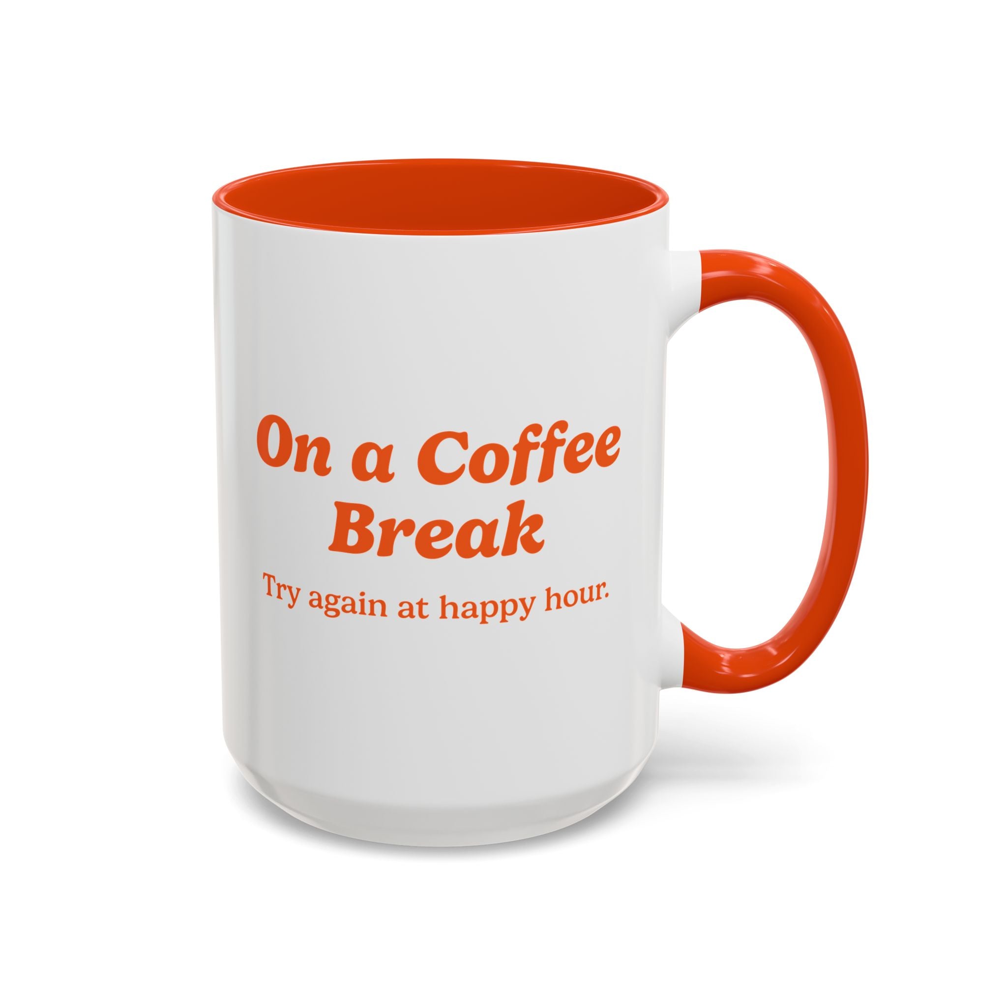 Ellianos On a Coffee Break Mug orange ceramic mug showing back of design