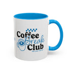 Ellianos Coffee Break Colored Mug blue ceramic mug showing back of design