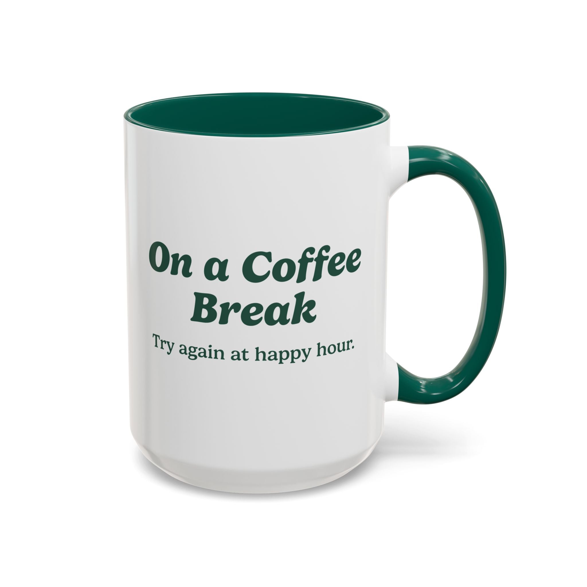 Ellianos On a Coffee Break Mug green ceramic mug showing back of design