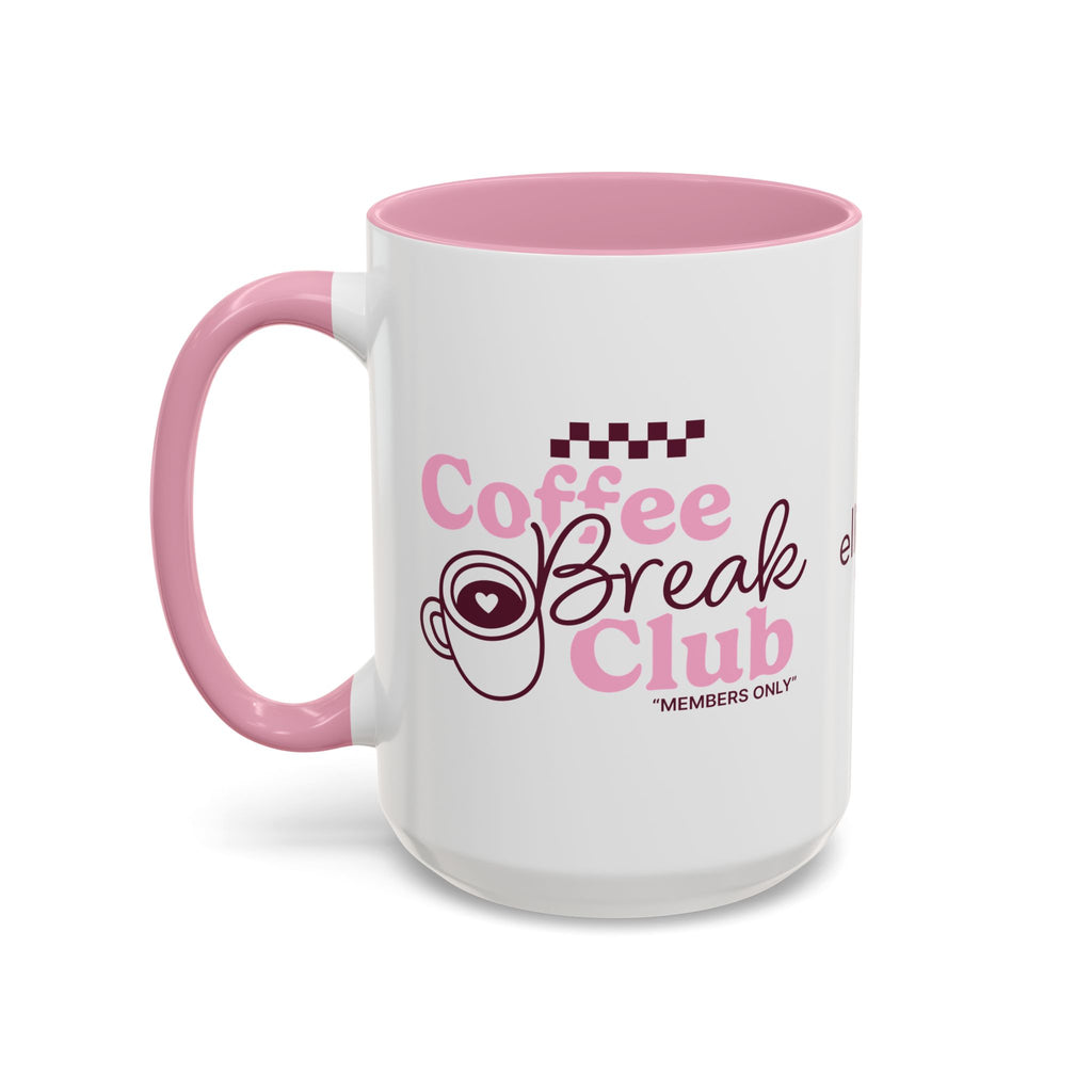 Ellianos Coffee Break Colored Mug pink ceramic mug, angled view with handle visible