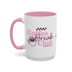 Ellianos Coffee Break Colored Mug pink ceramic mug, angled view with handle visible