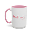 Ellianos It's Too Early For This Mug pink ceramic mug, angled view with handle visible