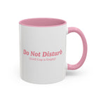 Ellianos Do Not Disturb Mug pink ceramic mug with printed design, front view