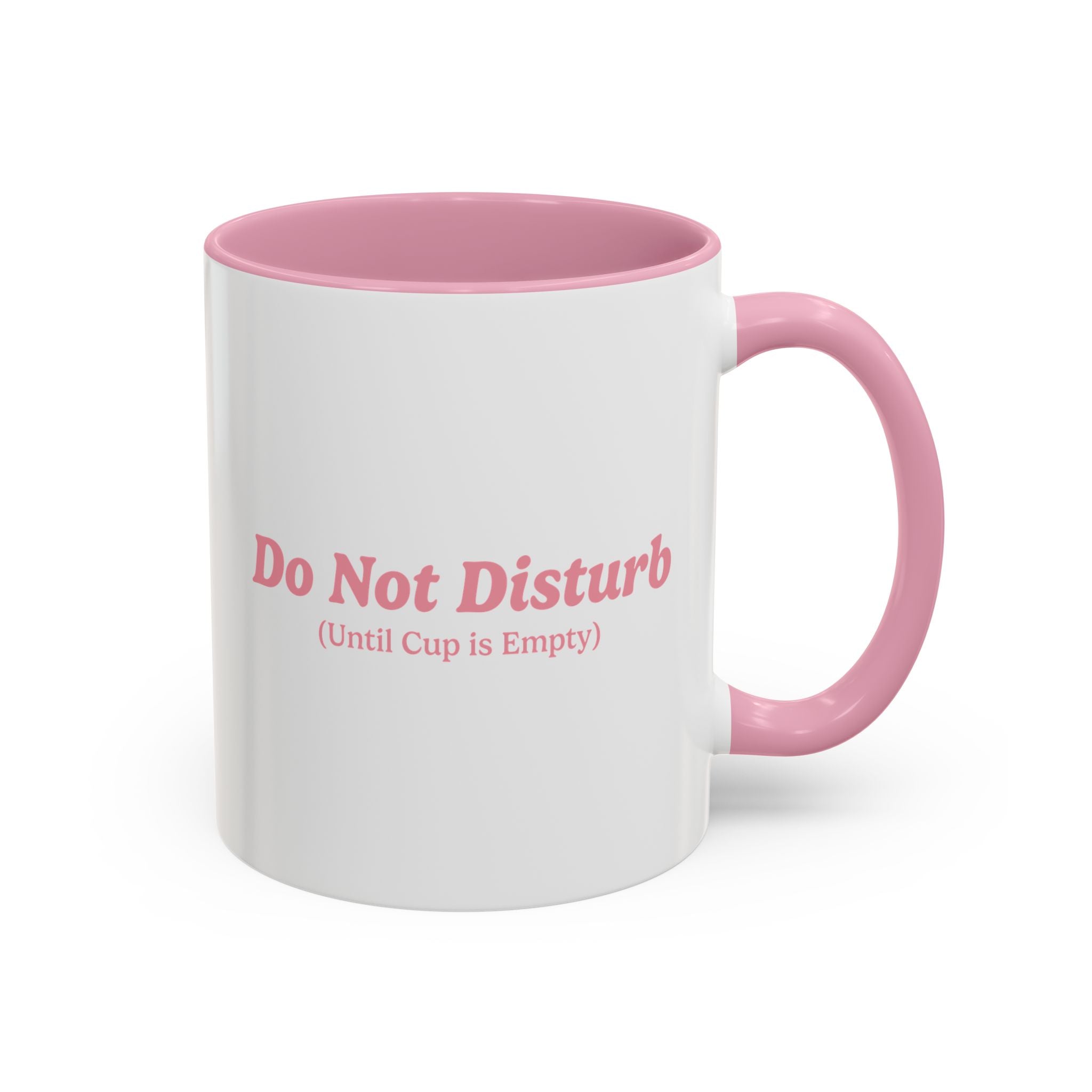 Ellianos Do Not Disturb Mug pink ceramic mug with printed design, front view