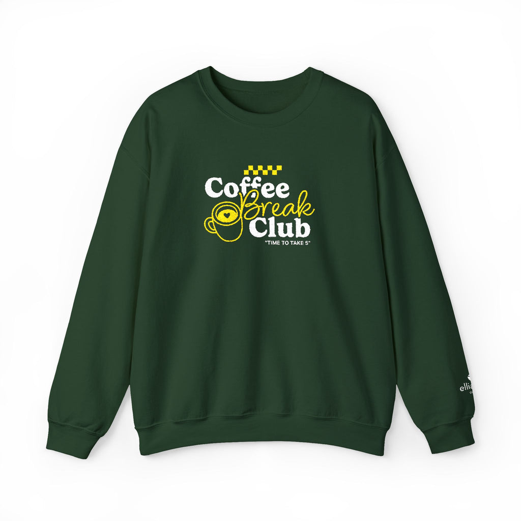 Ellianos Coffee Break Club Embroidered Crewneck crewneck sweatshirt in green, back design view