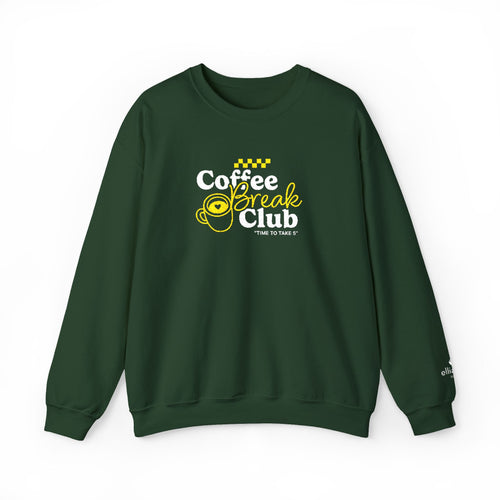 Ellianos Coffee Break Club Embroidered Crewneck crewneck sweatshirt in green, back design view