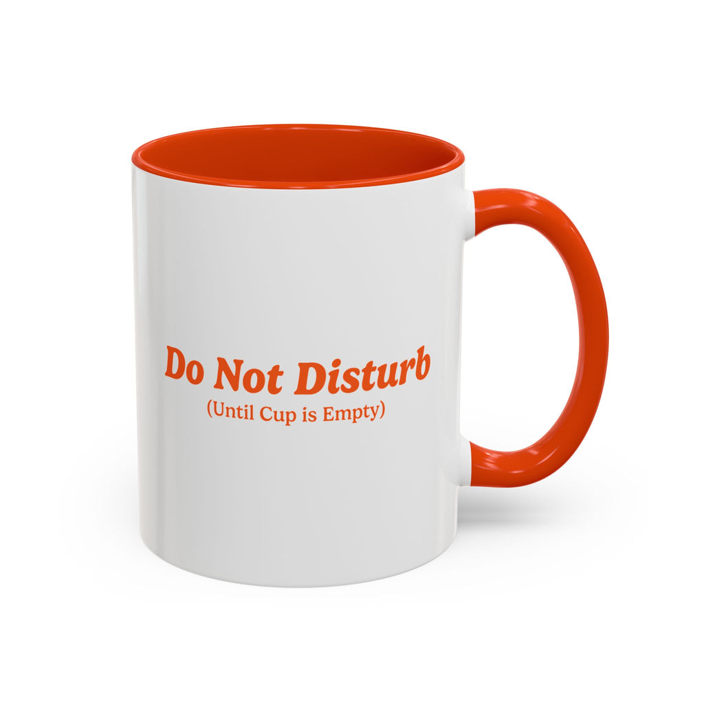 Ellianos Do Not Disturb Mug orange ceramic mug with printed design, front view